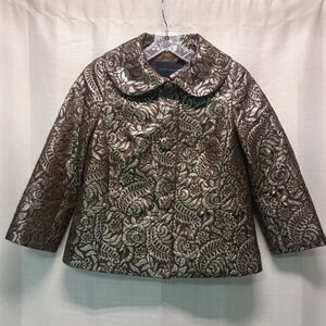 Banana Republic Silk Metallic Victorian Paisley Jacquard 3/4 Sleeve Blazer S NWT